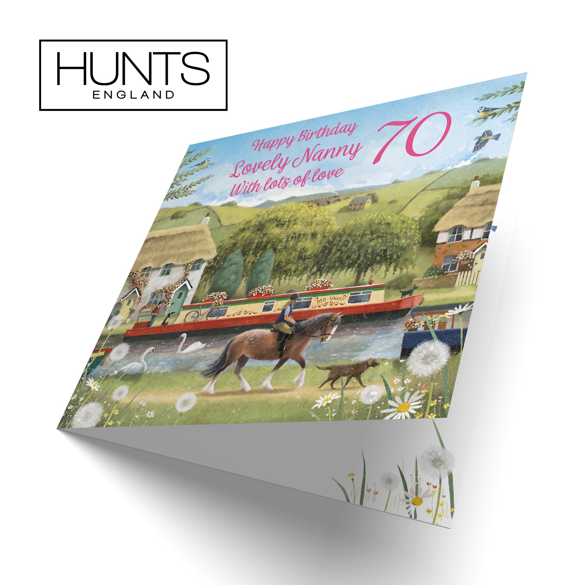 70th Nanny Canal Narrowboat Birthday Card Horse Riding Milo's Gallery