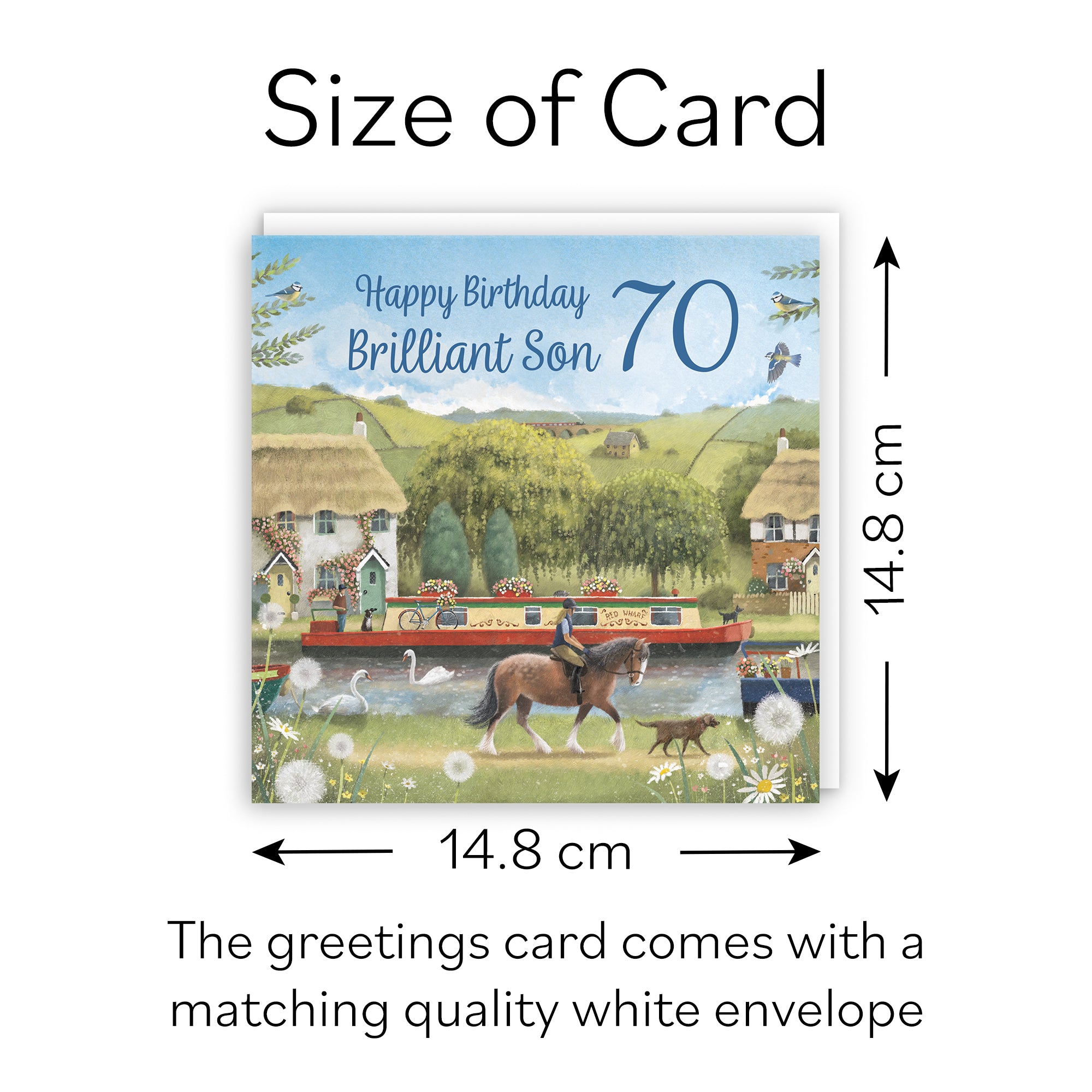 70th Son Canal Narrowboat Birthday Card Horse Riding Milo's Gallery