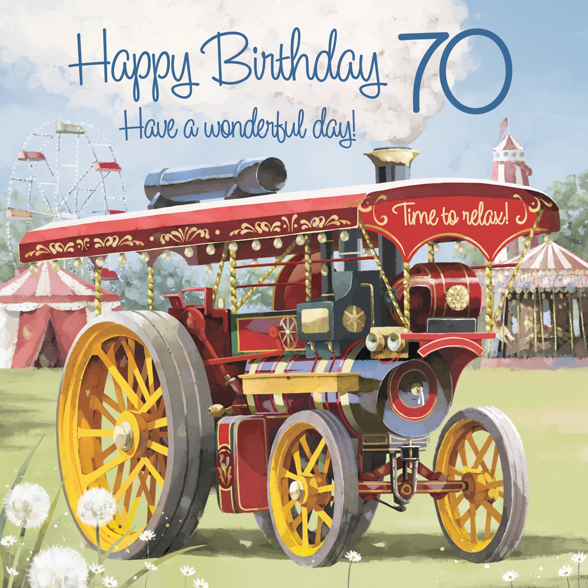 70th Traction Engine Birthday Card Steam Tractor Milo's Gallery