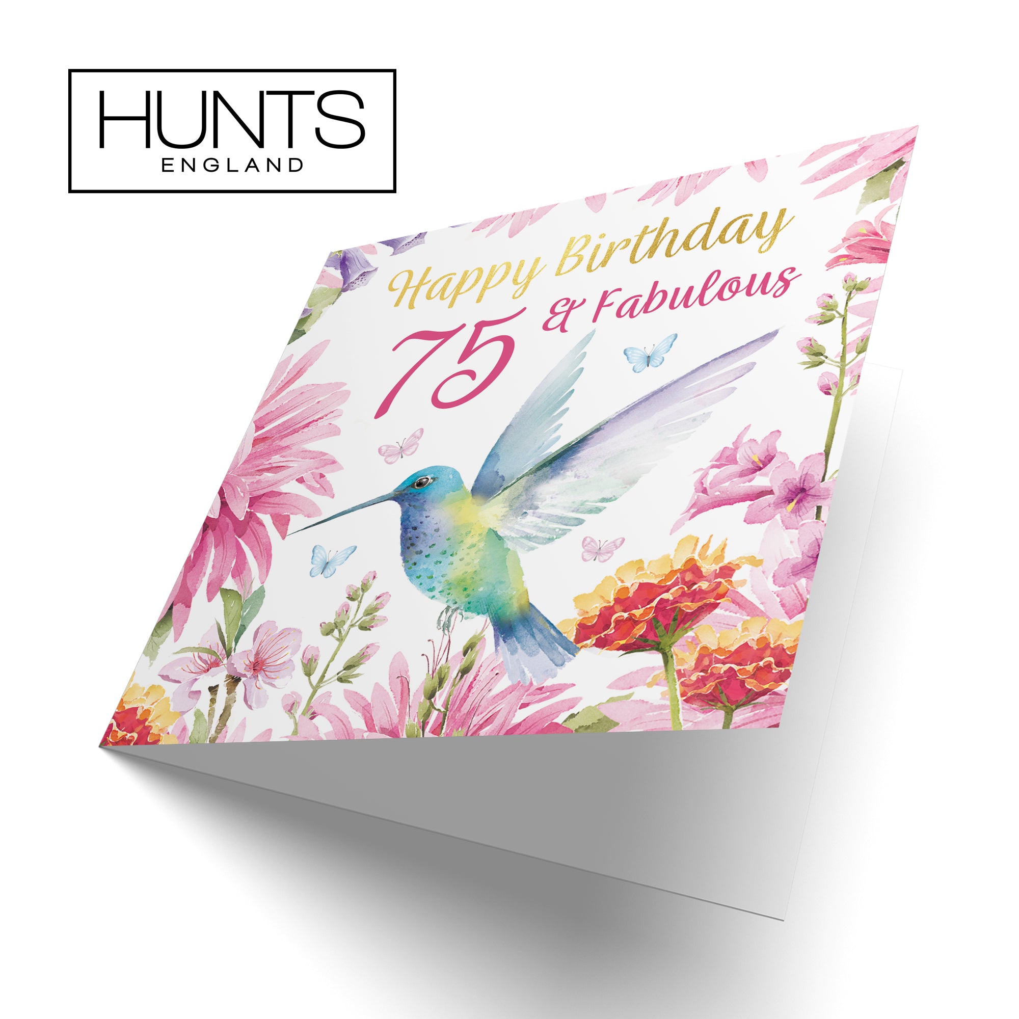 75th Birthday Card Hummingbird Gold Foil Milo's Gallery