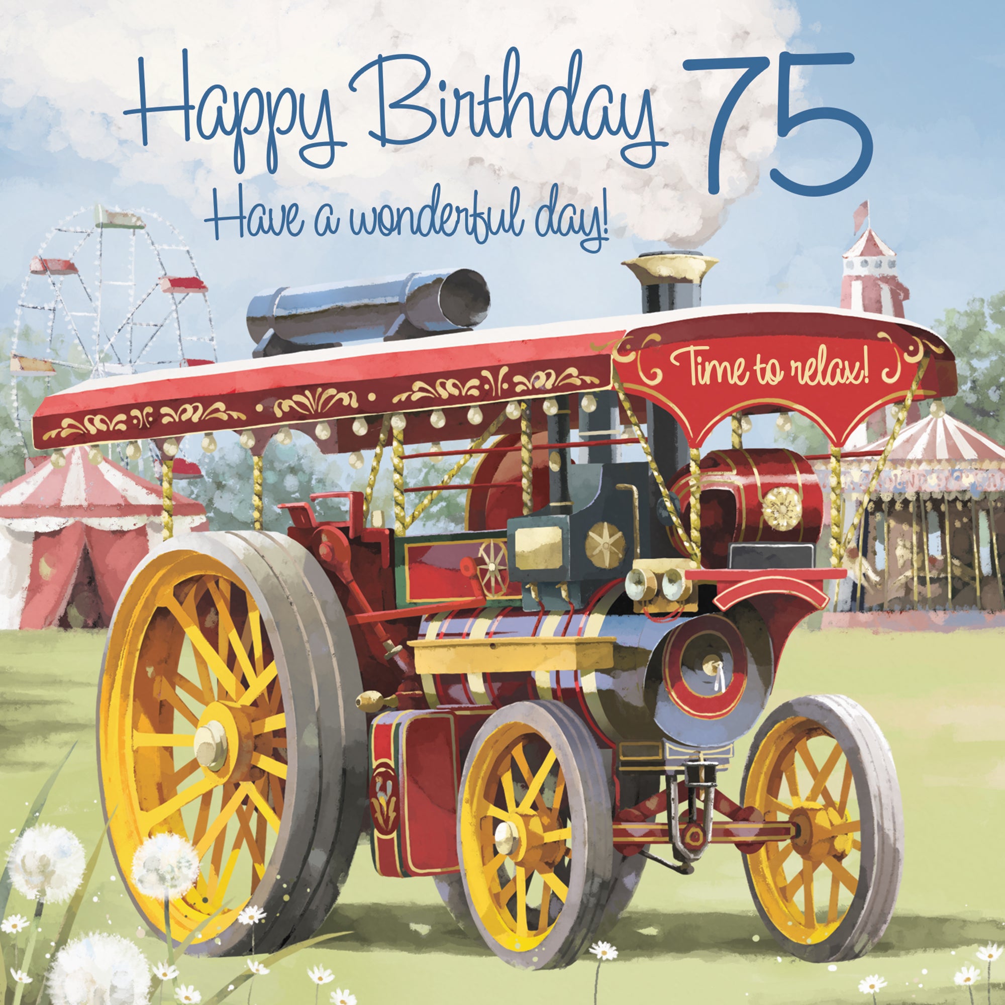 75th Traction Engine Birthday Card Steam Tractor Milo's Gallery