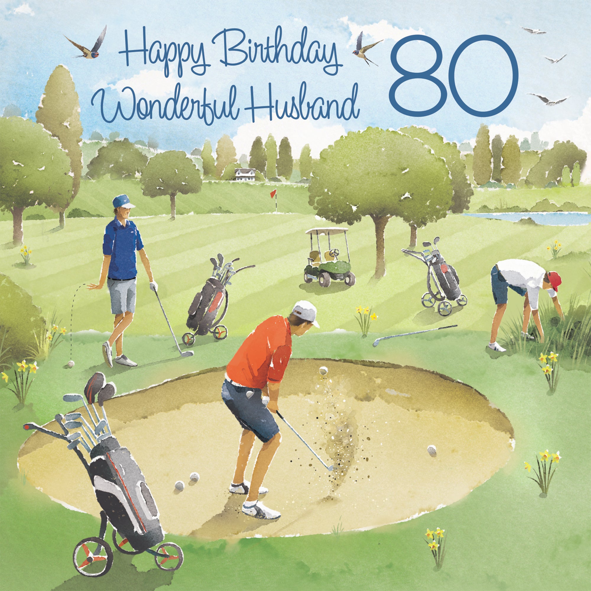 80th Husband Golfing Birthday Card Golf Bunker Milo's Gallery