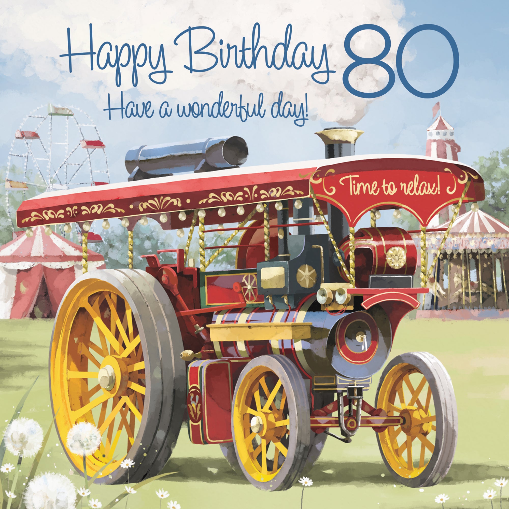 80th Traction Engine Birthday Card Steam Tractor Milo's Gallery