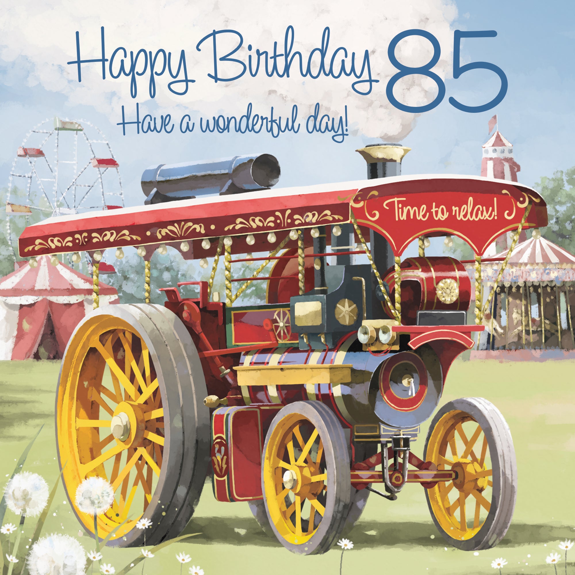 85th Traction Engine Birthday Card Steam Tractor Milo's Gallery