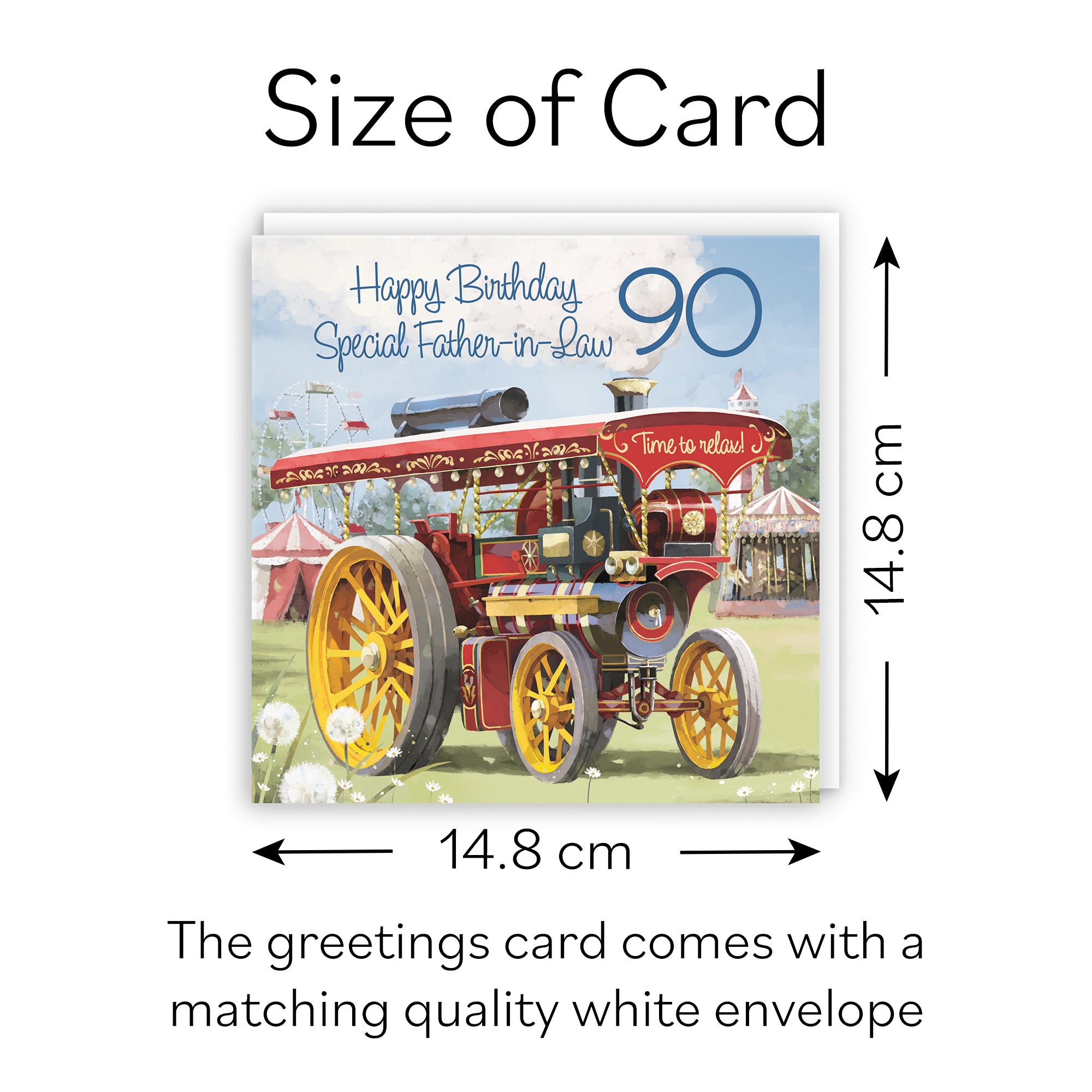 90th Father-in-Law Traction Engine Birthday Card Steam Tractor Milo's Gallery