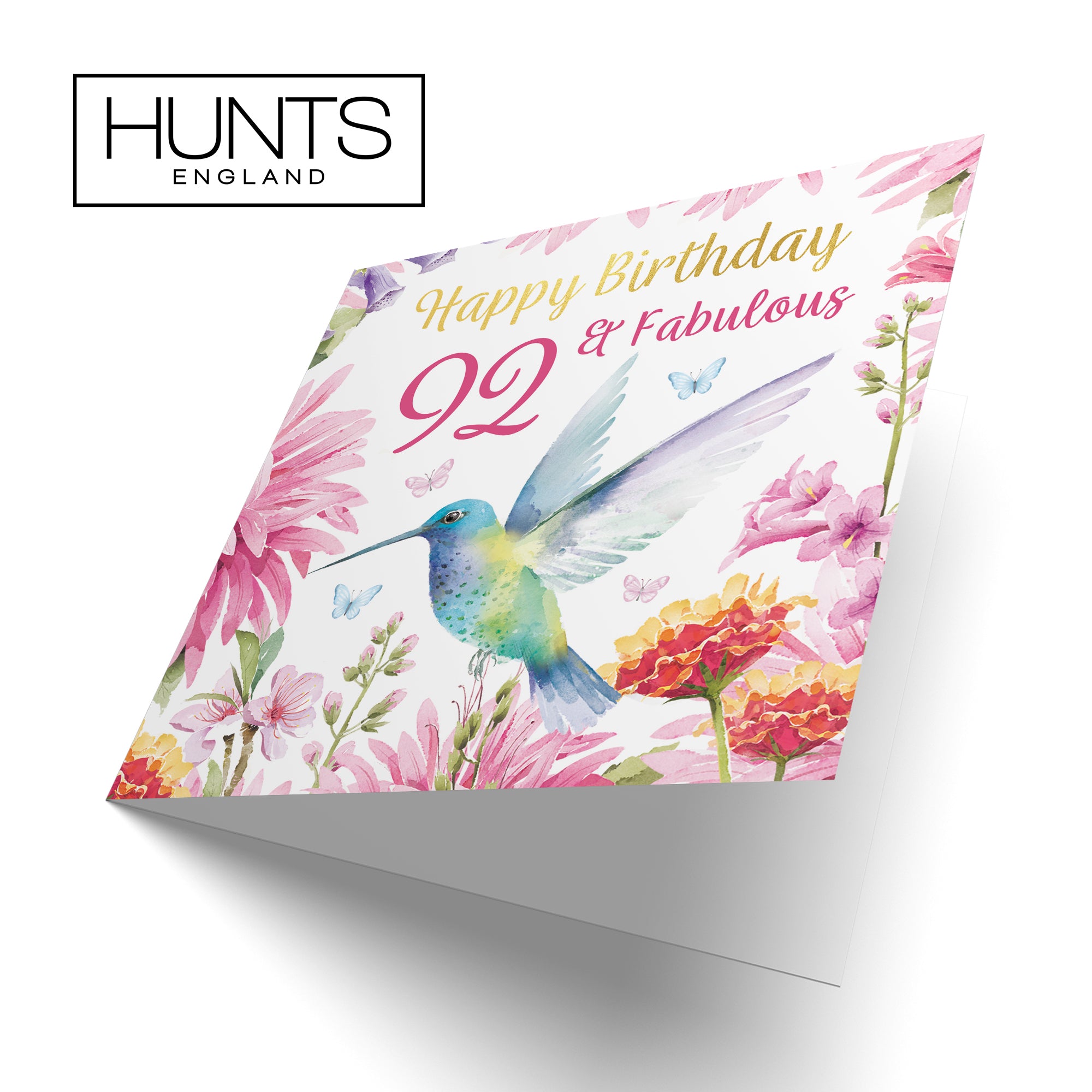 92nd Birthday Card Hummingbird Gold Foil Milo's Gallery