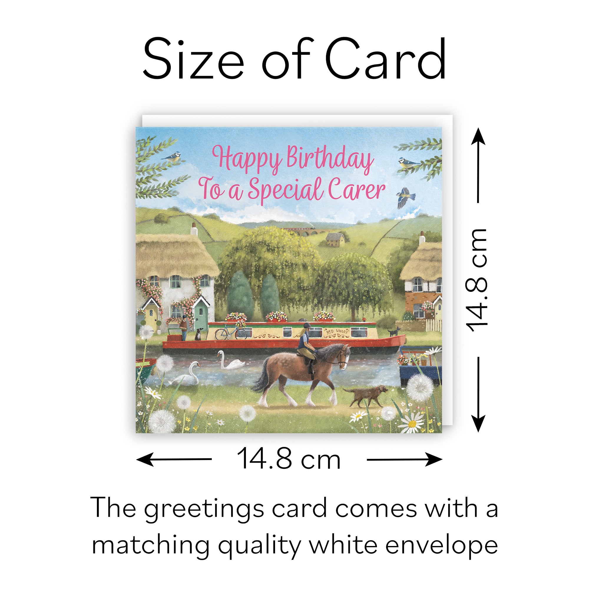 Carer Canal Narrowboat Birthday Card Horse Riding Milo's Gallery