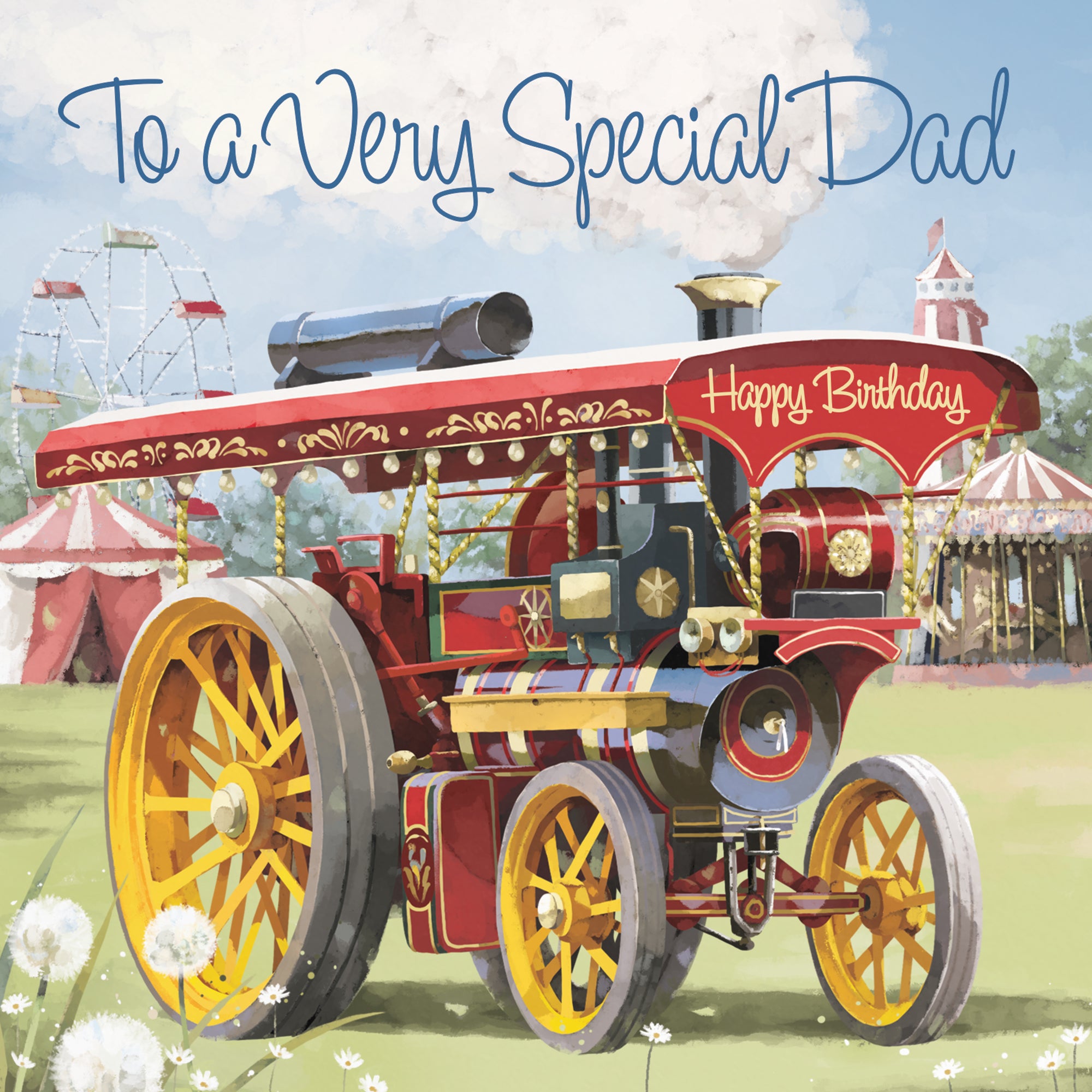 Dad Traction Engine Birthday Card Steam Tractor Milo's Gallery