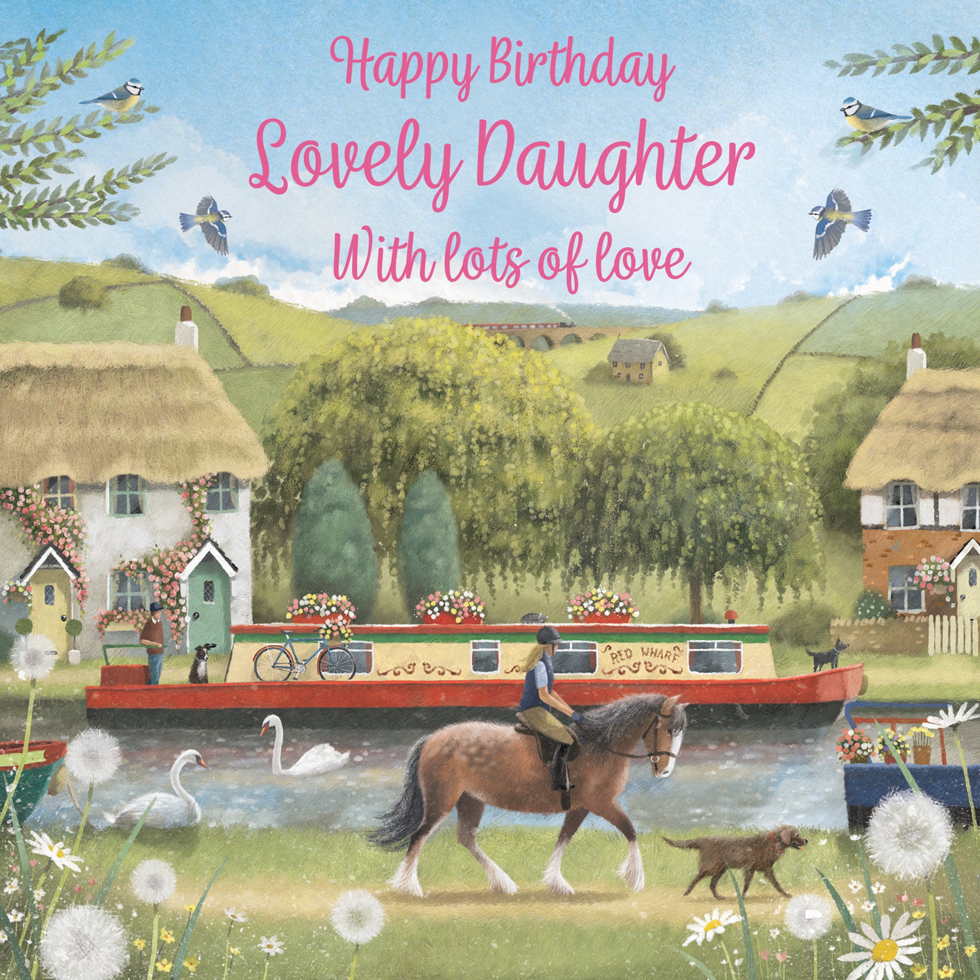 Daughter Canal Narrowboat Birthday Card Horse Riding Milo's Gallery