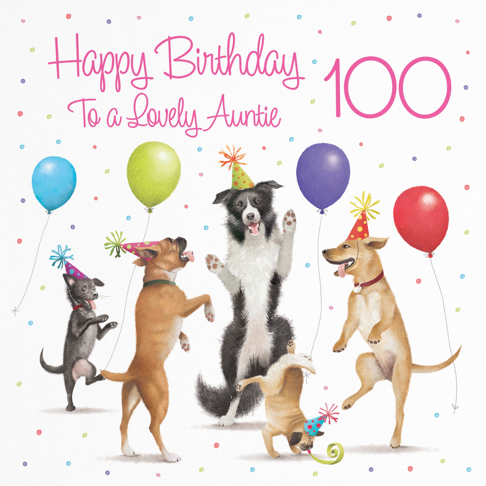 100th Auntie Birthday Card Dancing Dogs Milo's Gallery