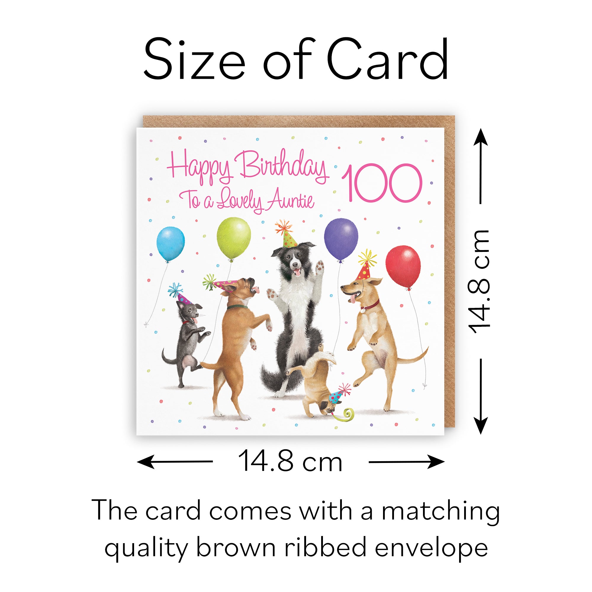 100th Auntie Birthday Card Dancing Dogs Milo's Gallery