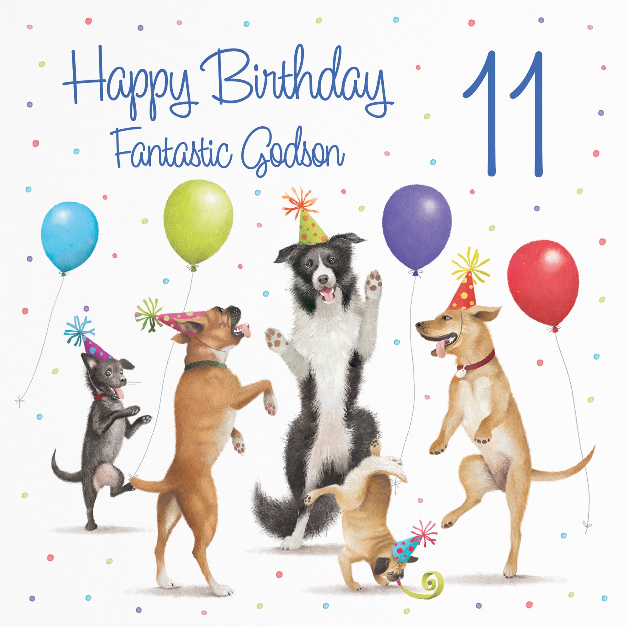 11th Godson Birthday Card Dancing Dogs Milo's Gallery