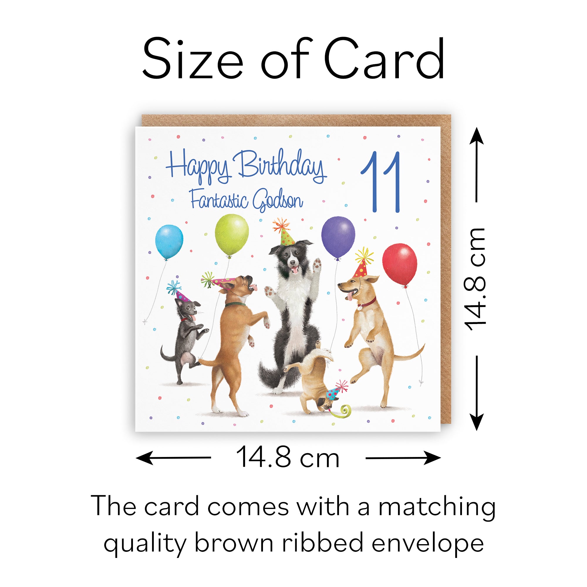 11th Godson Birthday Card Dancing Dogs Milo's Gallery