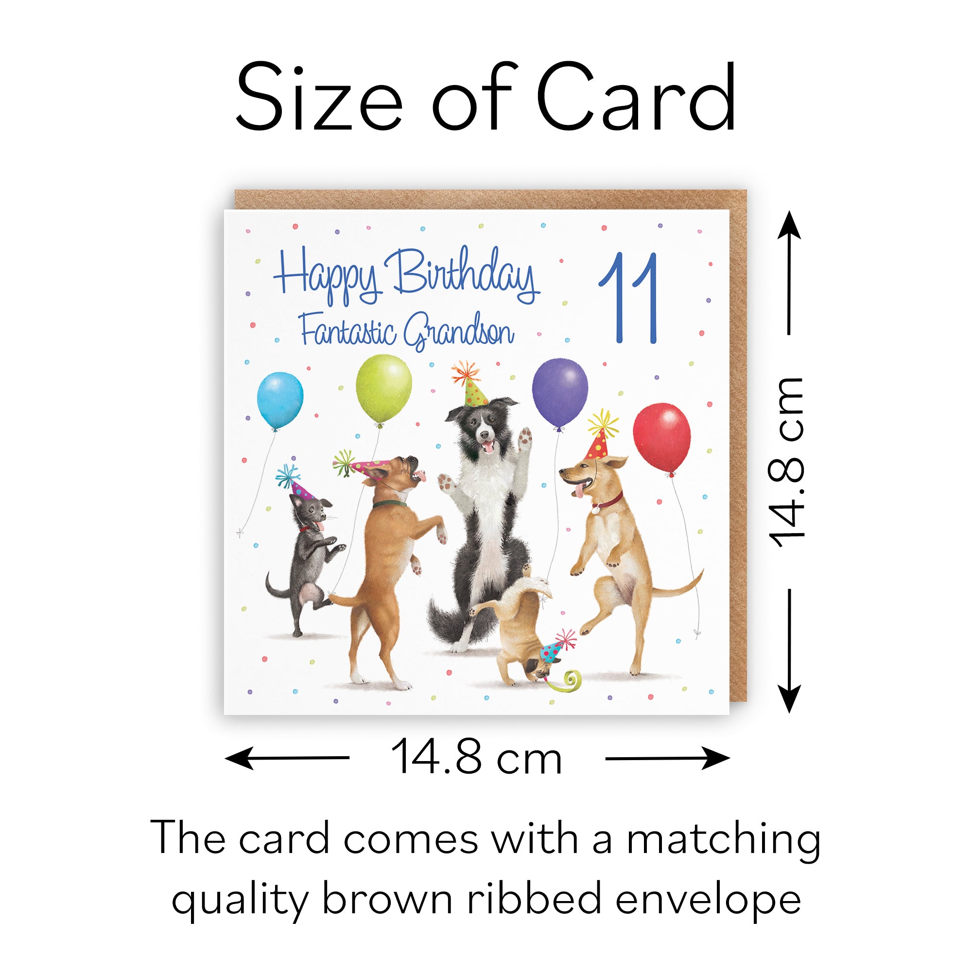 11th Grandson Birthday Card Dancing Dogs Milo's Gallery