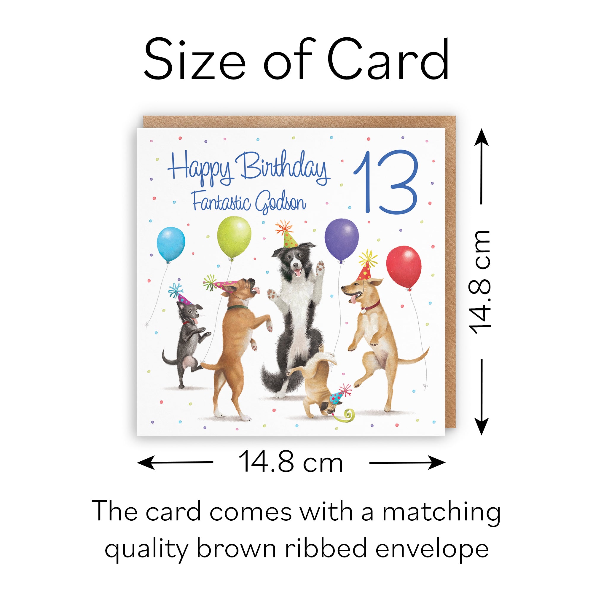 13th Godson Birthday Card Dancing Dogs Milo's Gallery