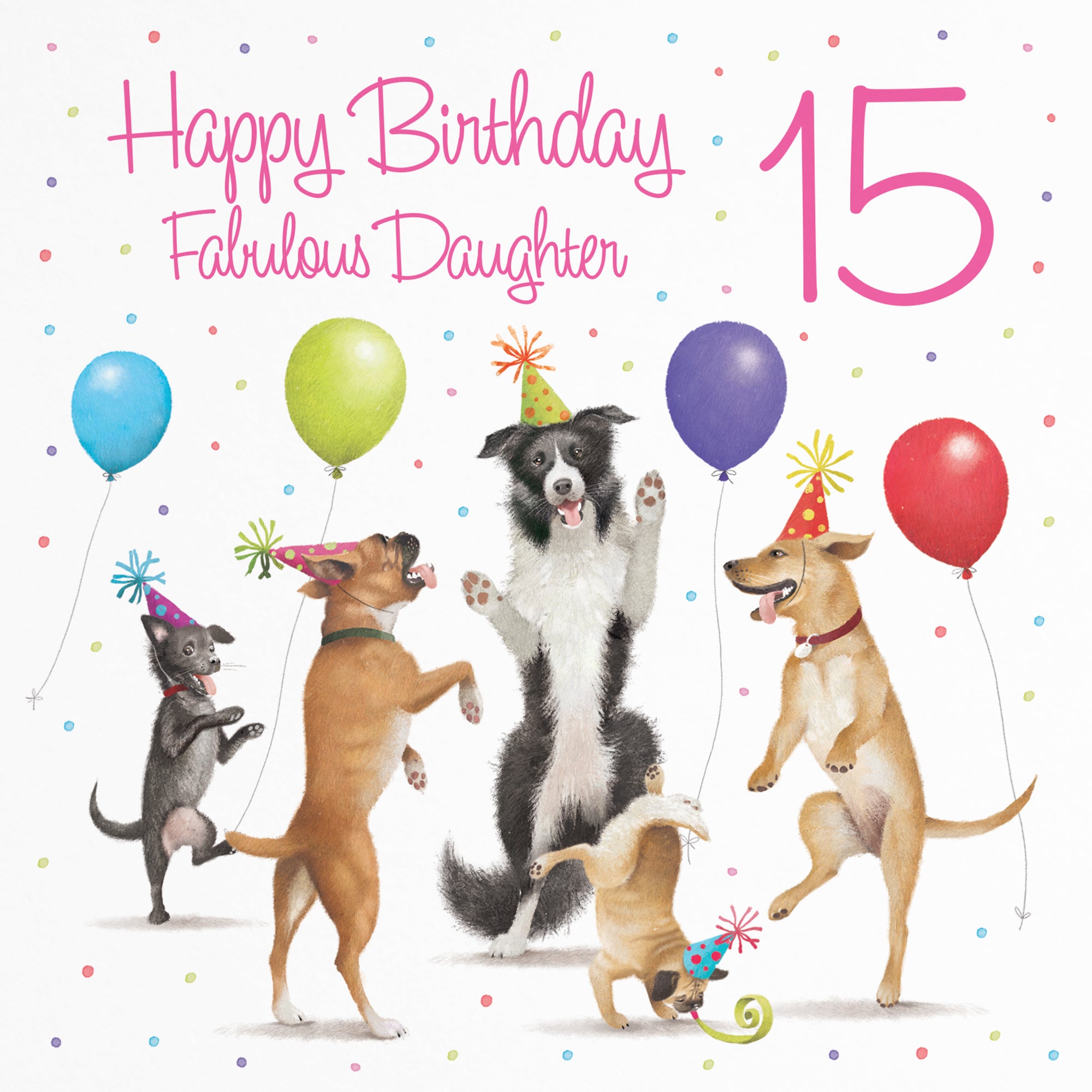 15th Daughter Birthday Card Dancing Dogs Milo's Gallery