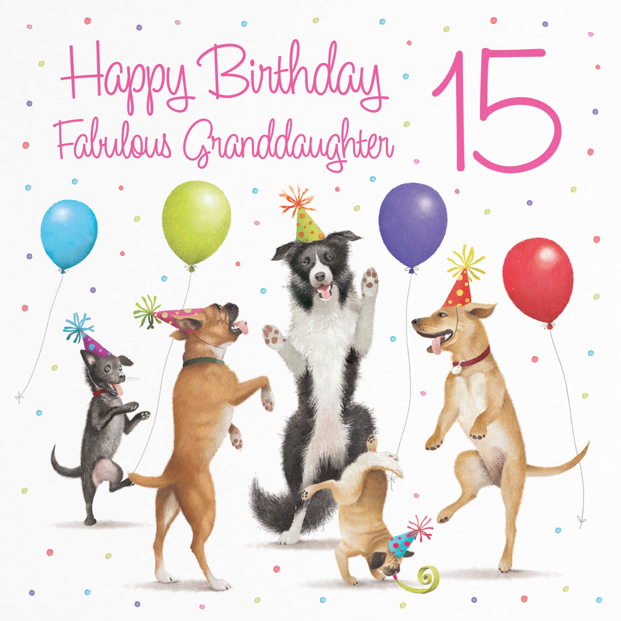 15th Granddaughter Birthday Card Dancing Dogs Milo's Gallery