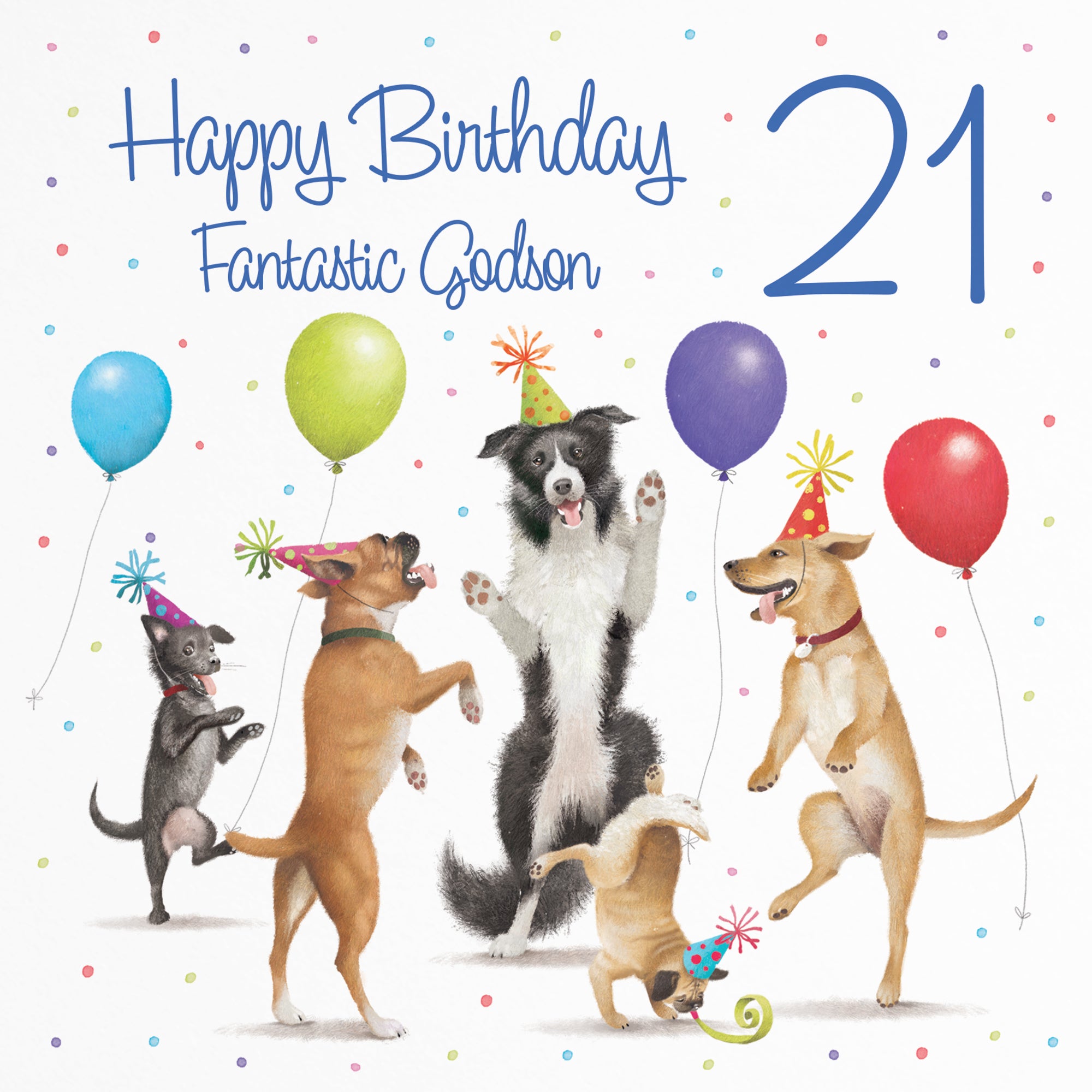 21st Godson Birthday Card Dancing Dogs Milo's Gallery