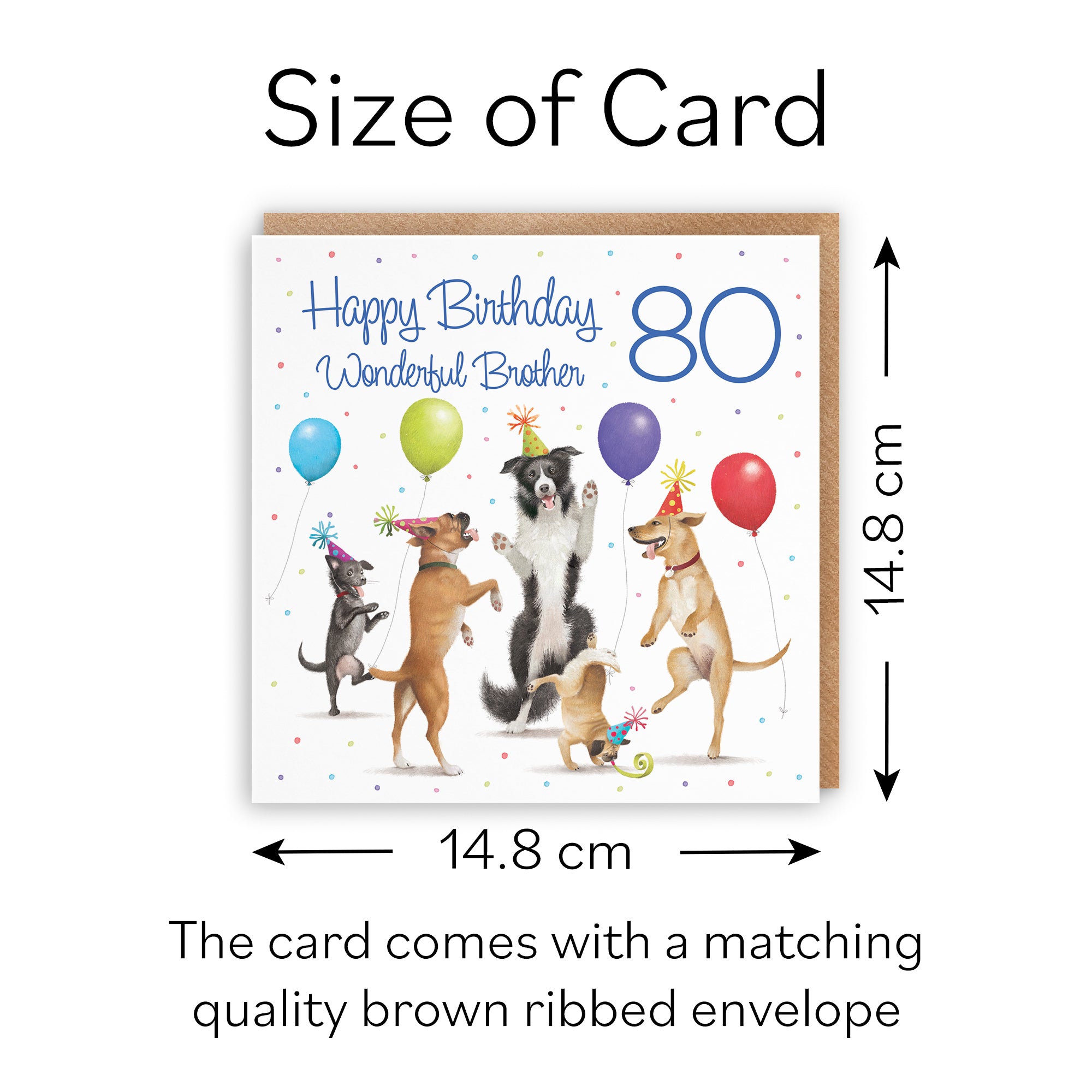 80th Brother Birthday Card Dancing Dogs Milo's Gallery