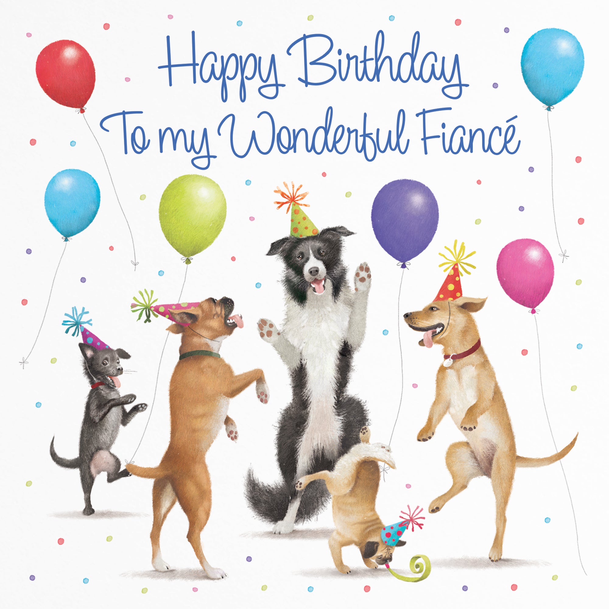 Fiancé Birthday Card Dancing Dogs Milo's Gallery