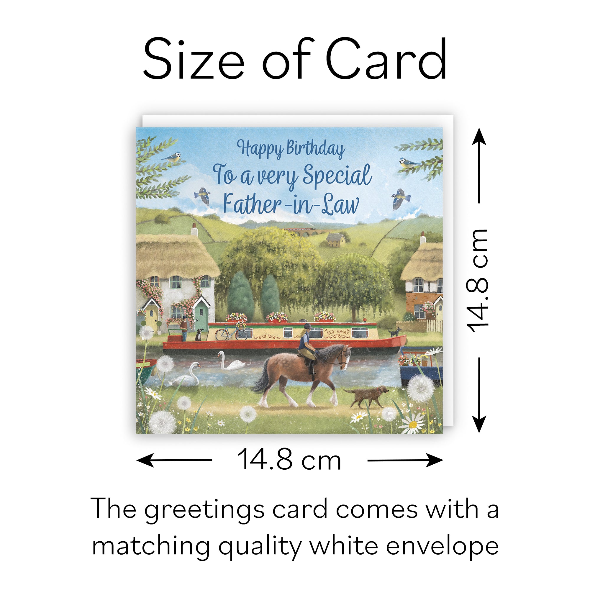 Father-in-Law Canal Narrowboat Birthday Card Horse Riding Milo's Gallery