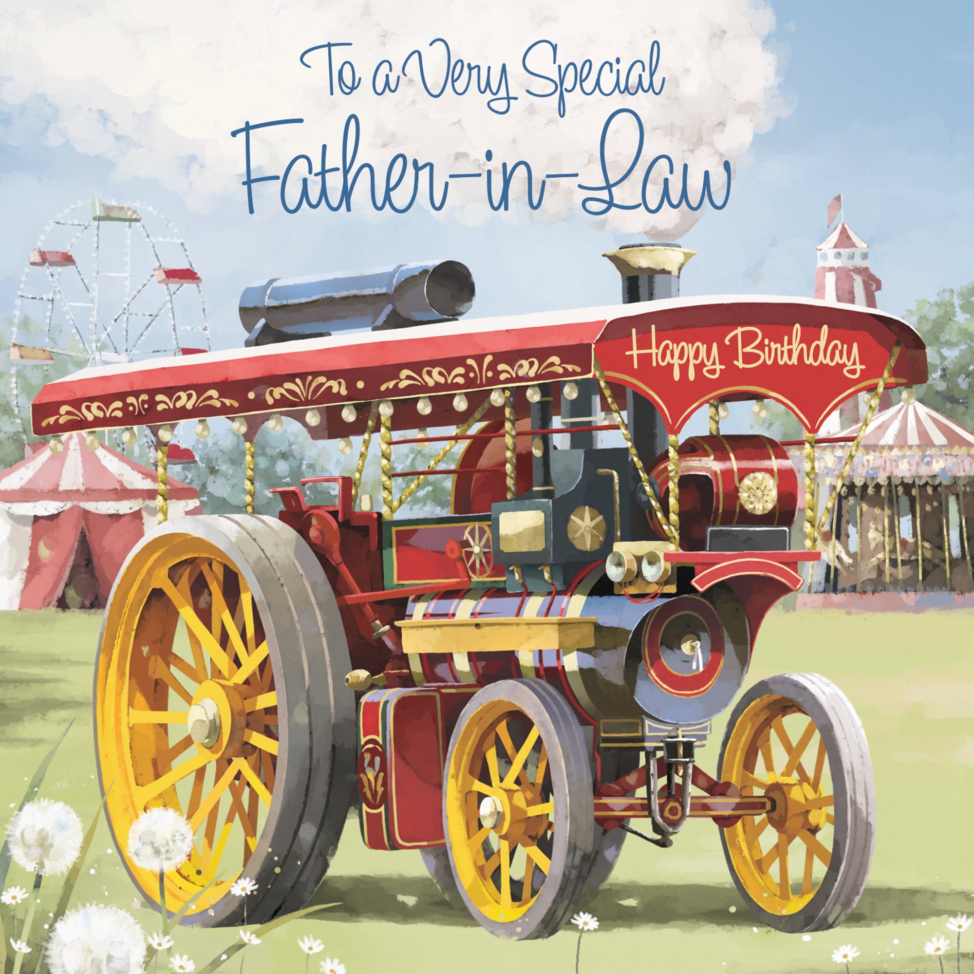 Father-in-Law Traction Engine Birthday Card Steam Tractor Milo's Gallery