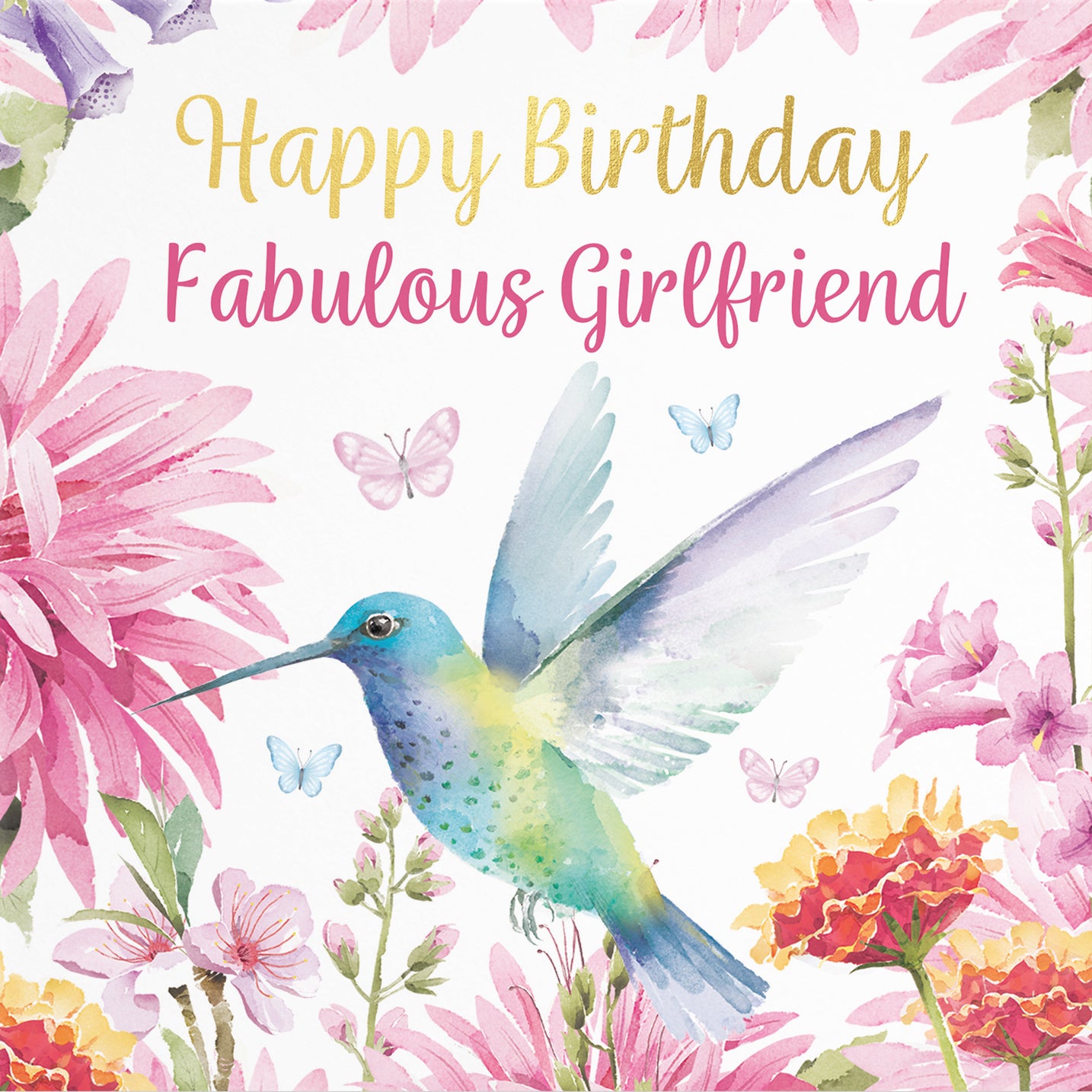 Girlfriend Birthday Card Hummingbird Gold Foil Milo's Gallery