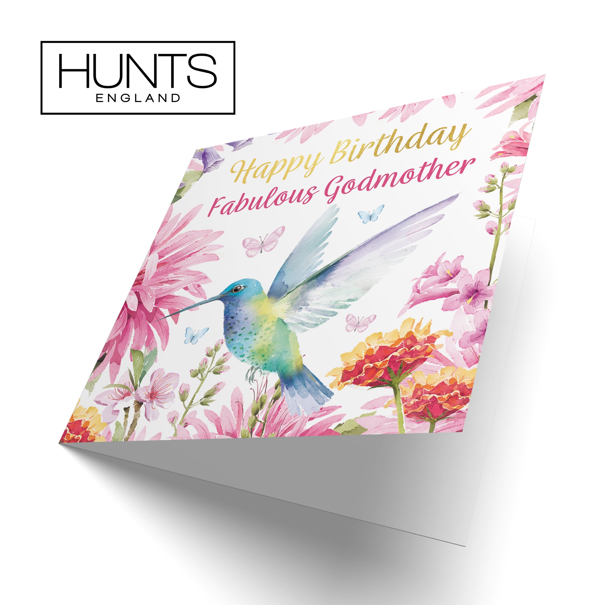 Godmother Birthday Card Hummingbird Gold Foil Milo's Gallery