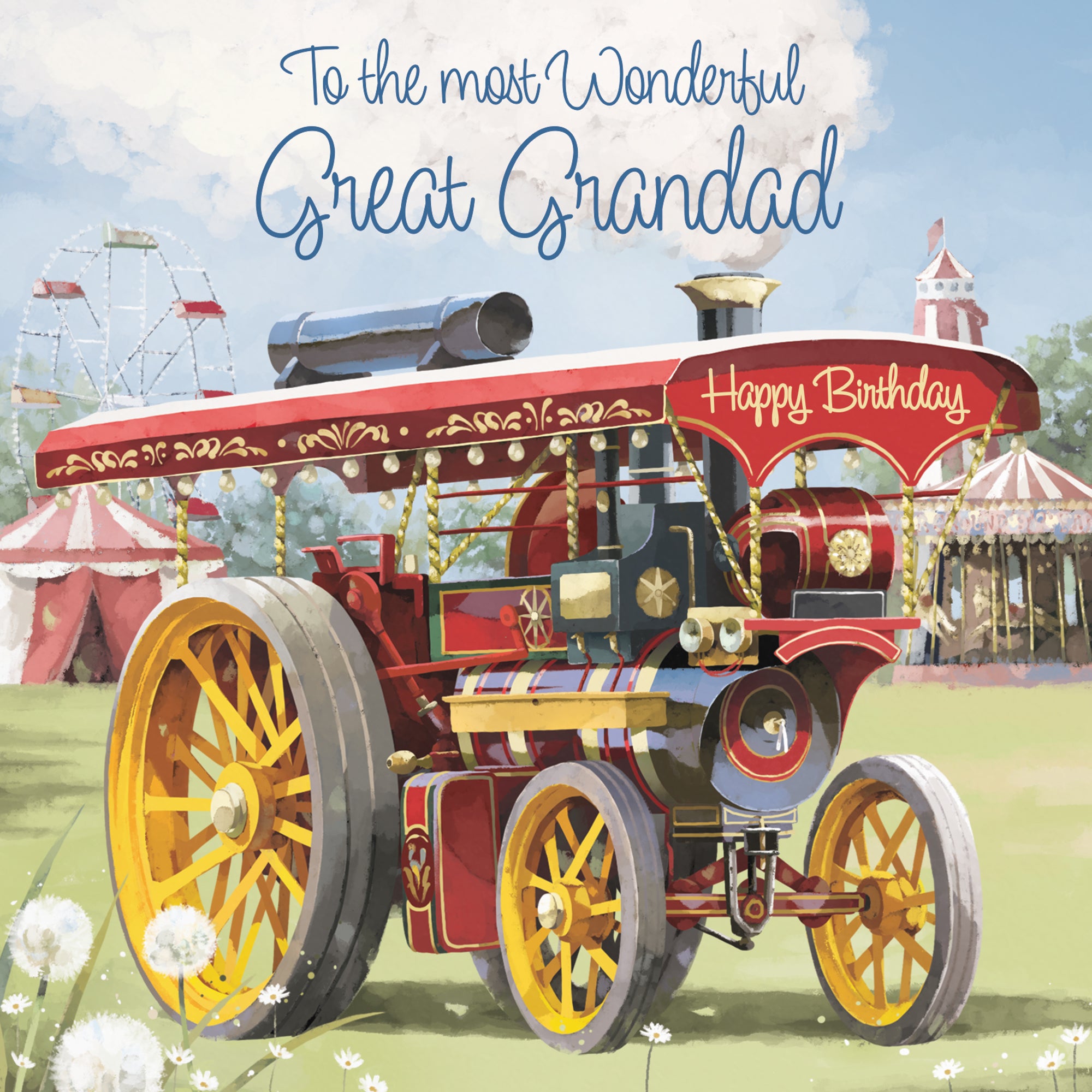 Great Grandad Traction Engine Birthday Card Steam Tractor Milo's Gallery