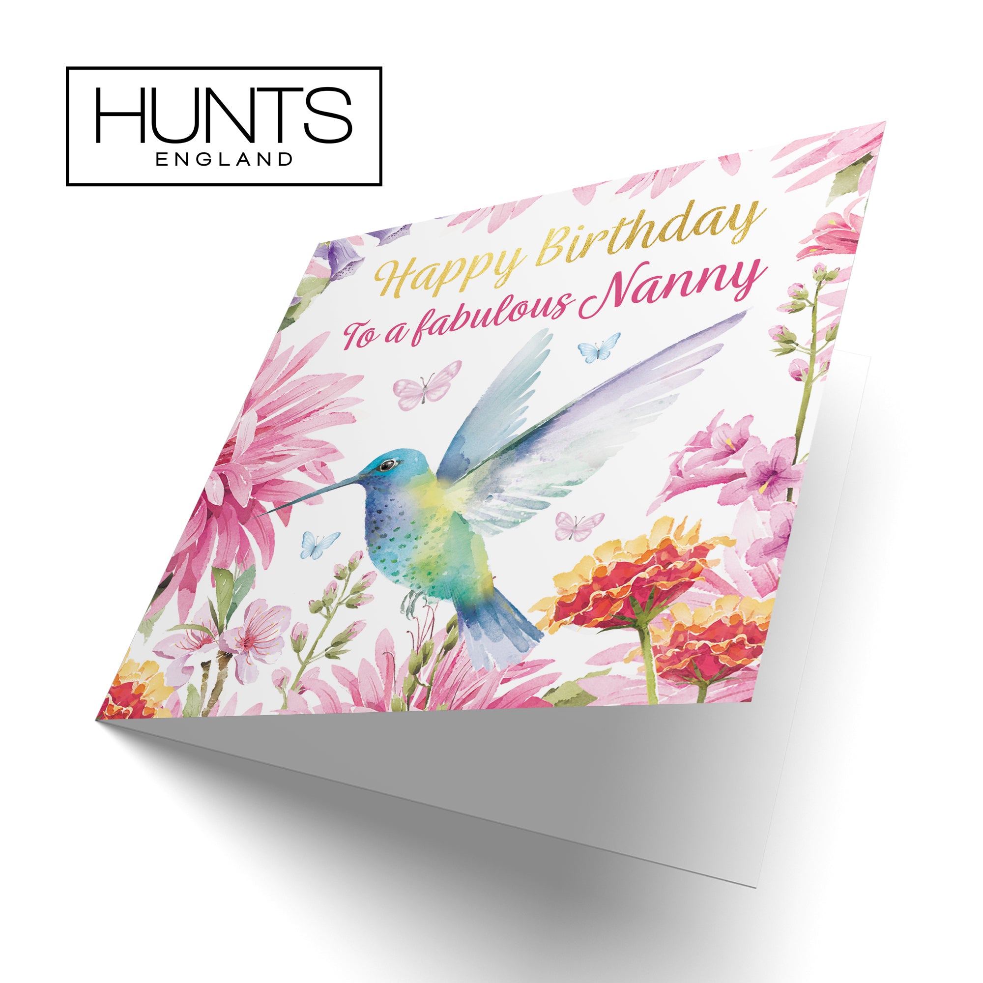 Nanny Birthday Card Hummingbird Gold Foil Milo's Gallery