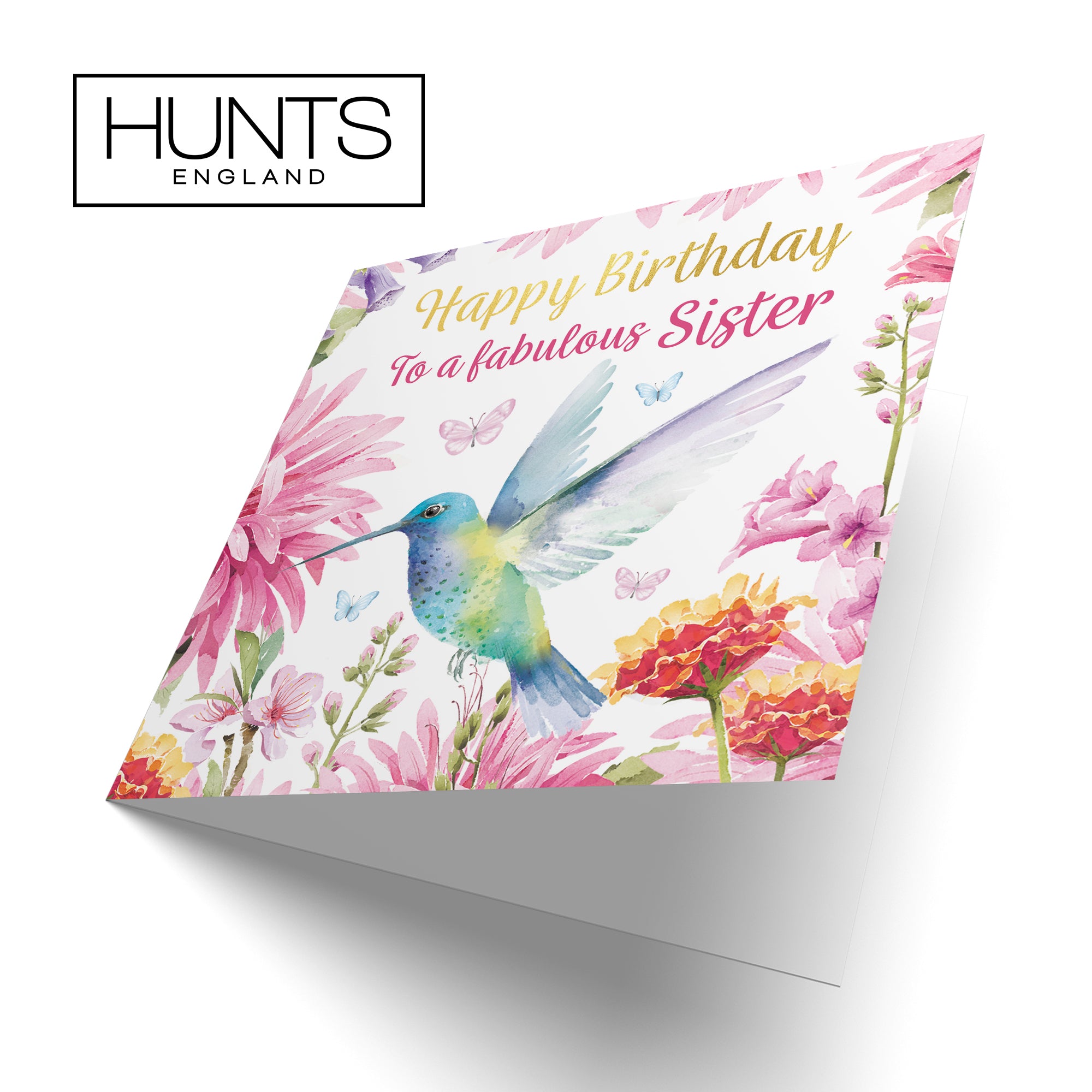 Sister Birthday Card Hummingbird Gold Foil Milo's Gallery