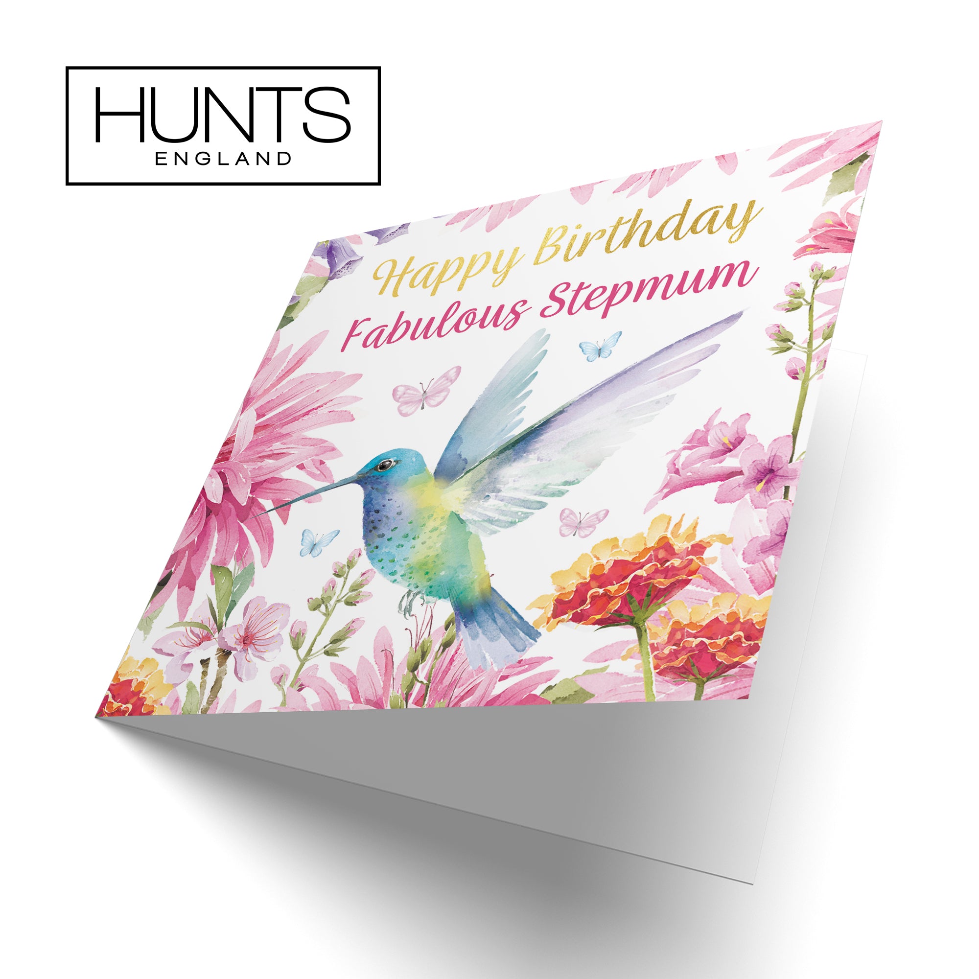 Stepmum Birthday Card Hummingbird Gold Foil Milo's Gallery