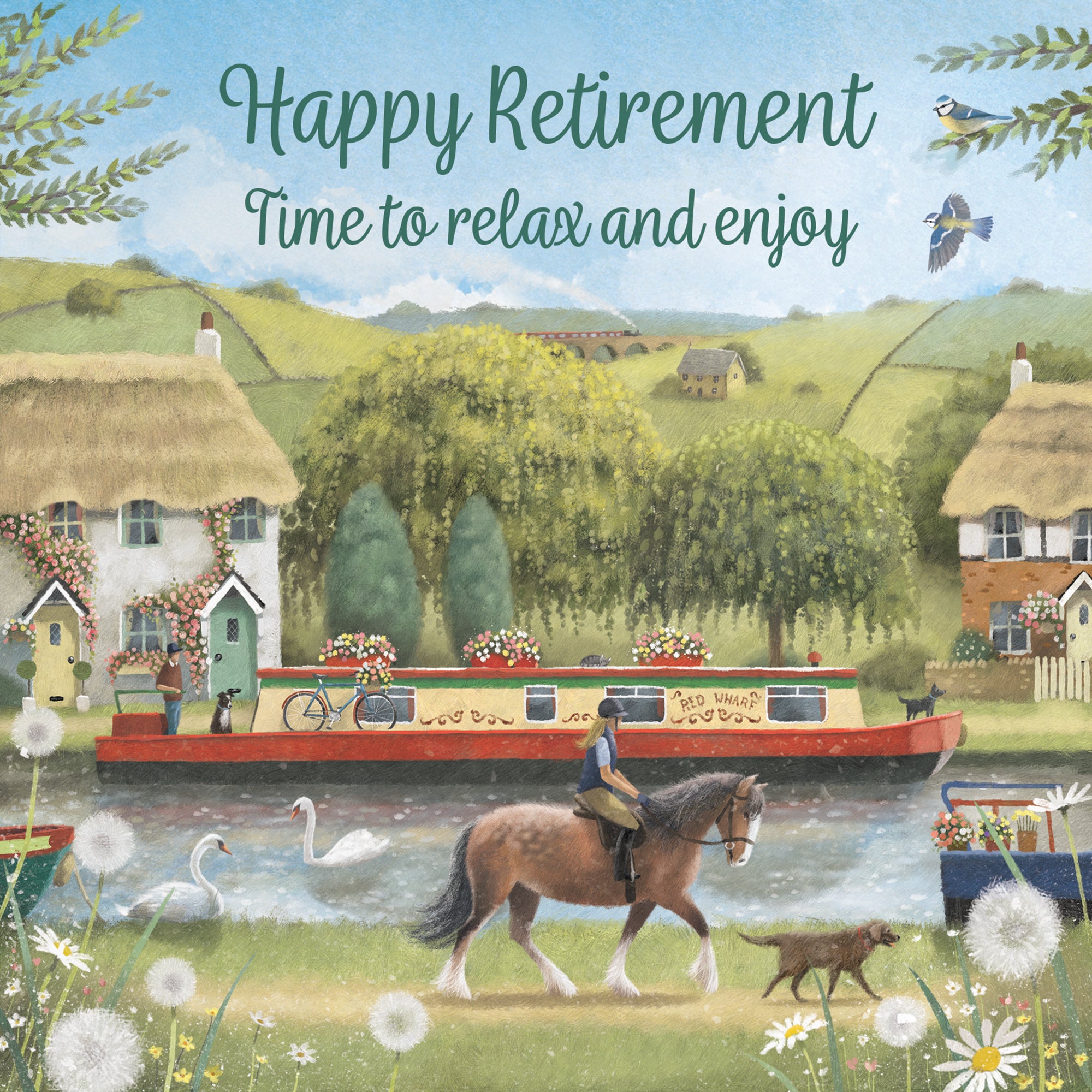 Retirement Card Canal Narrowboat Horse Riding Milo's Gallery