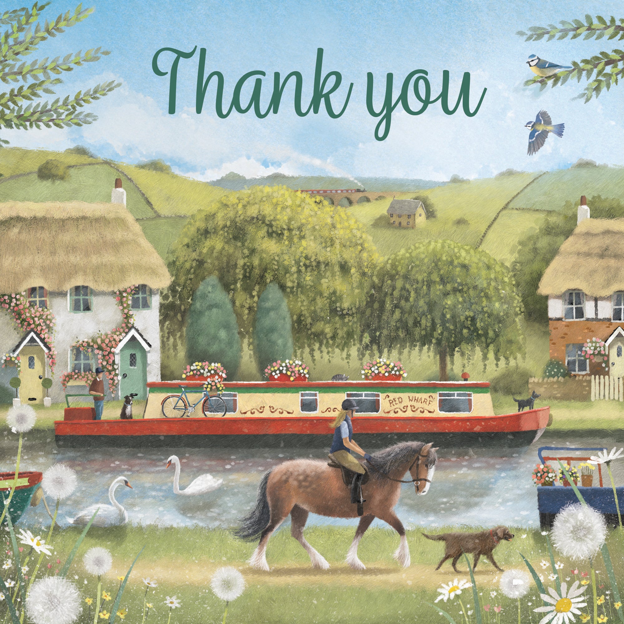 Thank You Card Canal Narrowboat Horse Riding Milo's Gallery