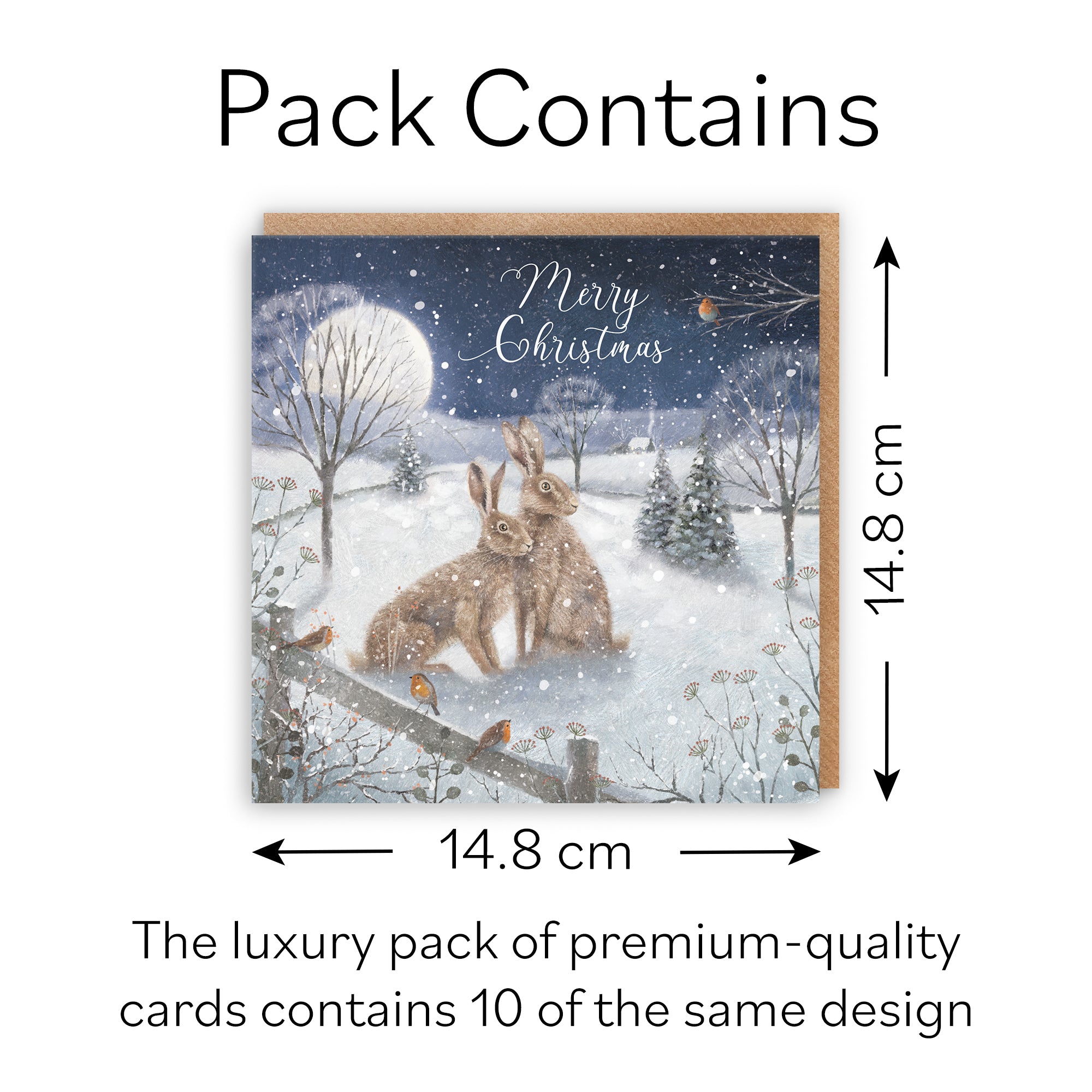 Snowy Hares Pack Of 10 Christmas Cards And Envelopes