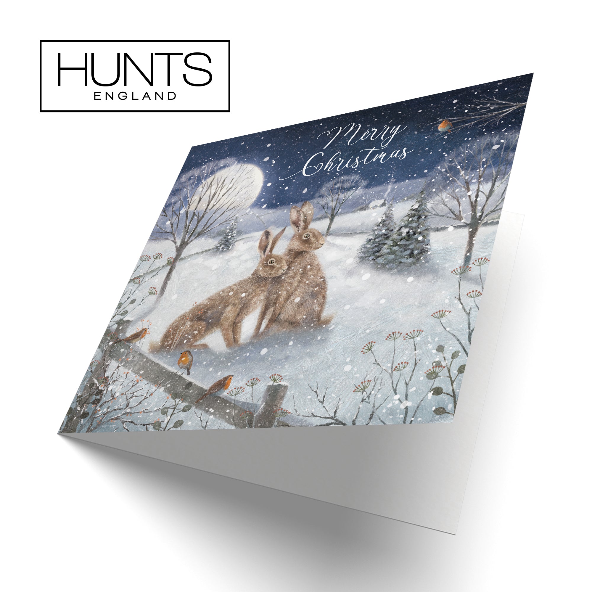 Snowy Hares Pack Of 10 Christmas Cards And Envelopes