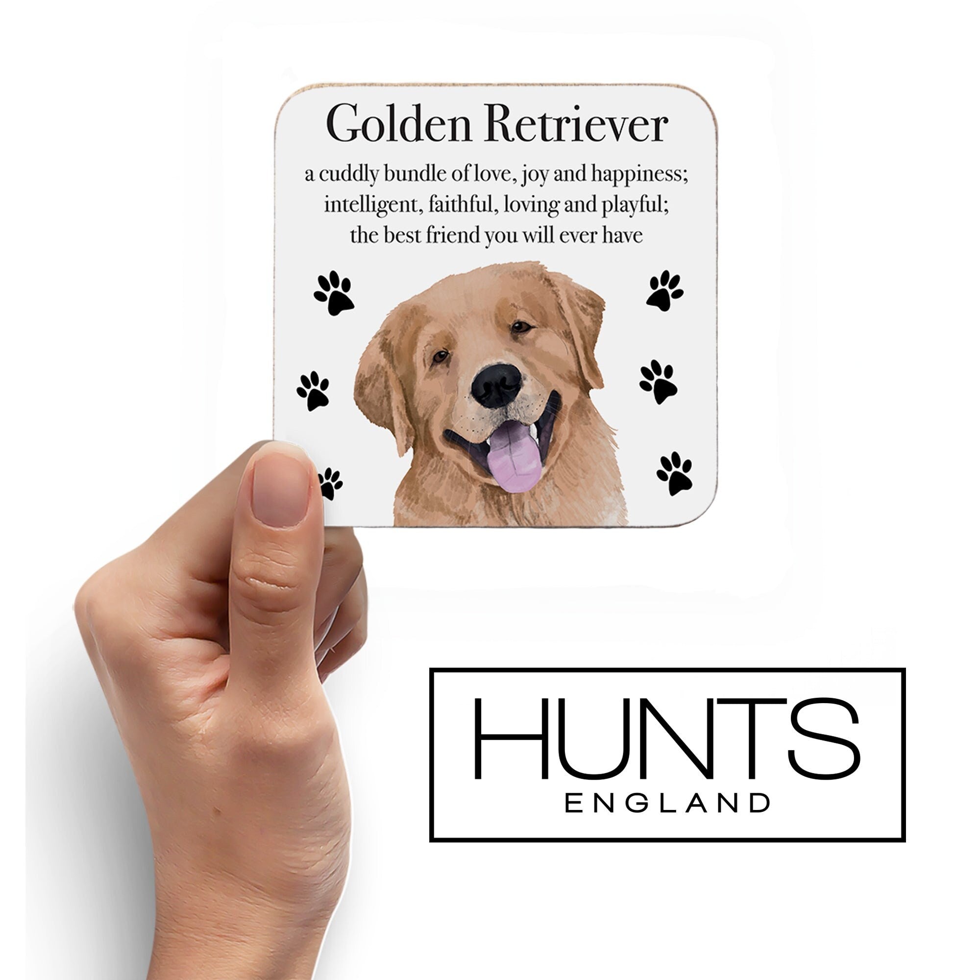 Hunts England Golden Retriever Dog Drinks Coaster Iconic