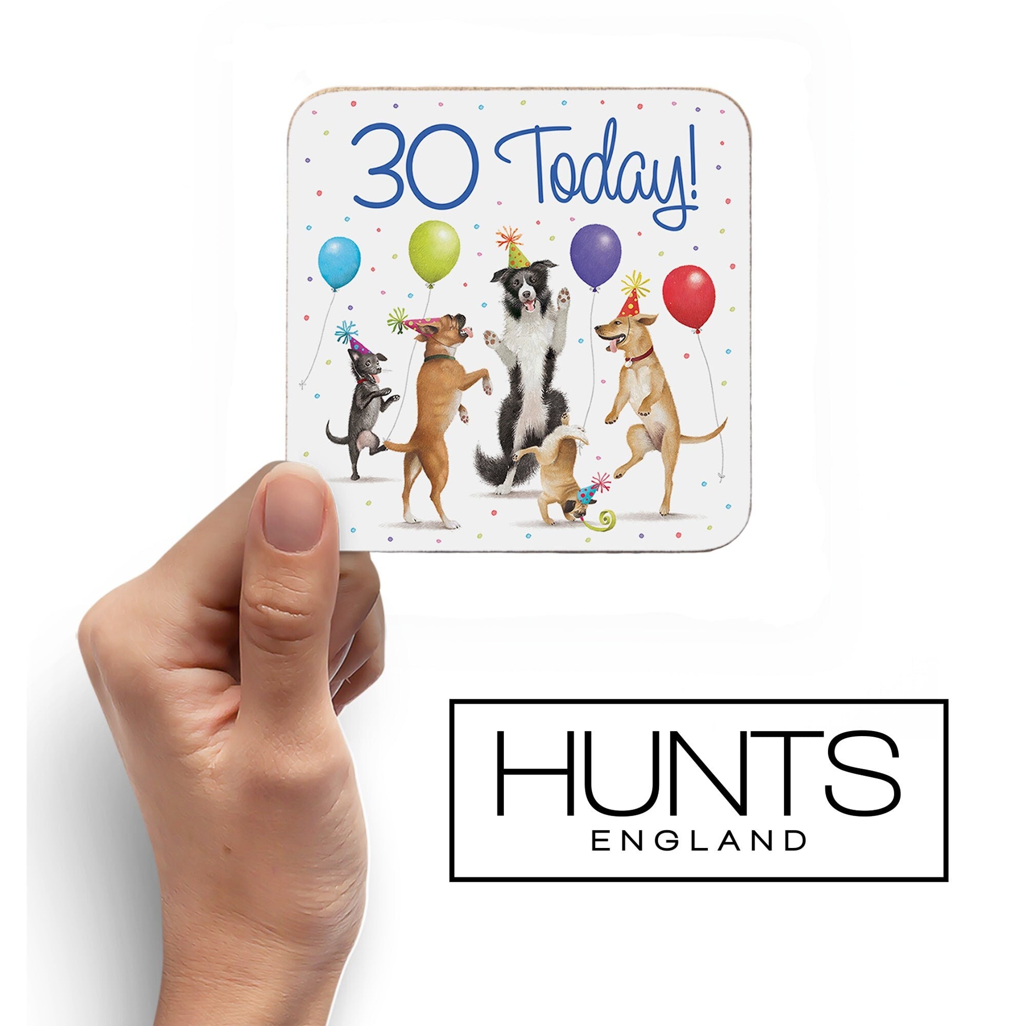 Hunts England 30th Birthday Blue Dancing Dogs Drinks Coaster Milo&#39;s Gallery